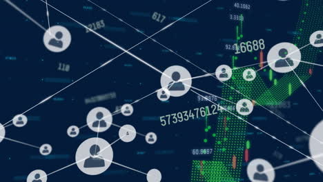 animation of networks of connections and data processing over black background