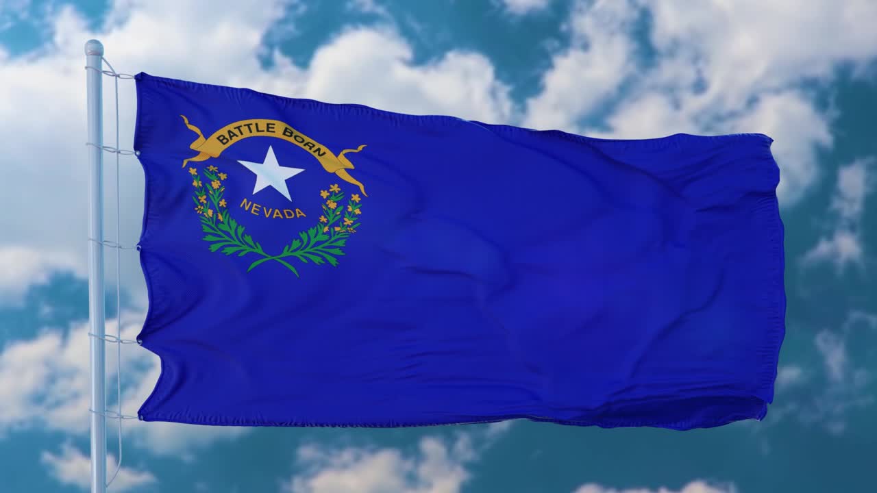 bandera del estado de nevada, región de los estados unidos, ondeando al viento