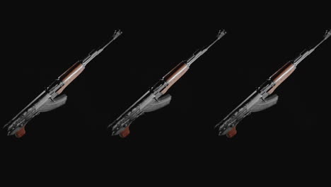 machineguns on the dark background and in blinking rotate in slowmotion