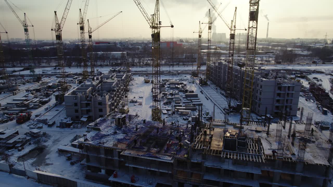 Construction of Apartment Complex in Winter