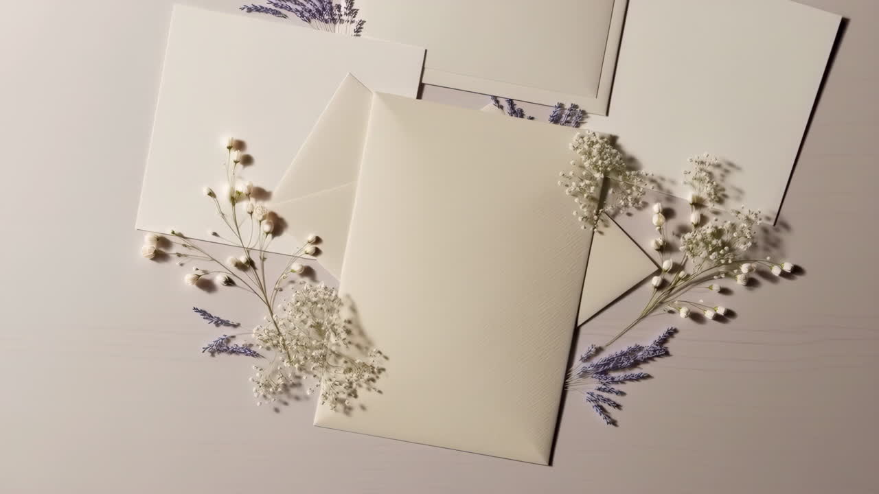 Elegant Blank Envelopes and Floral Arrangement