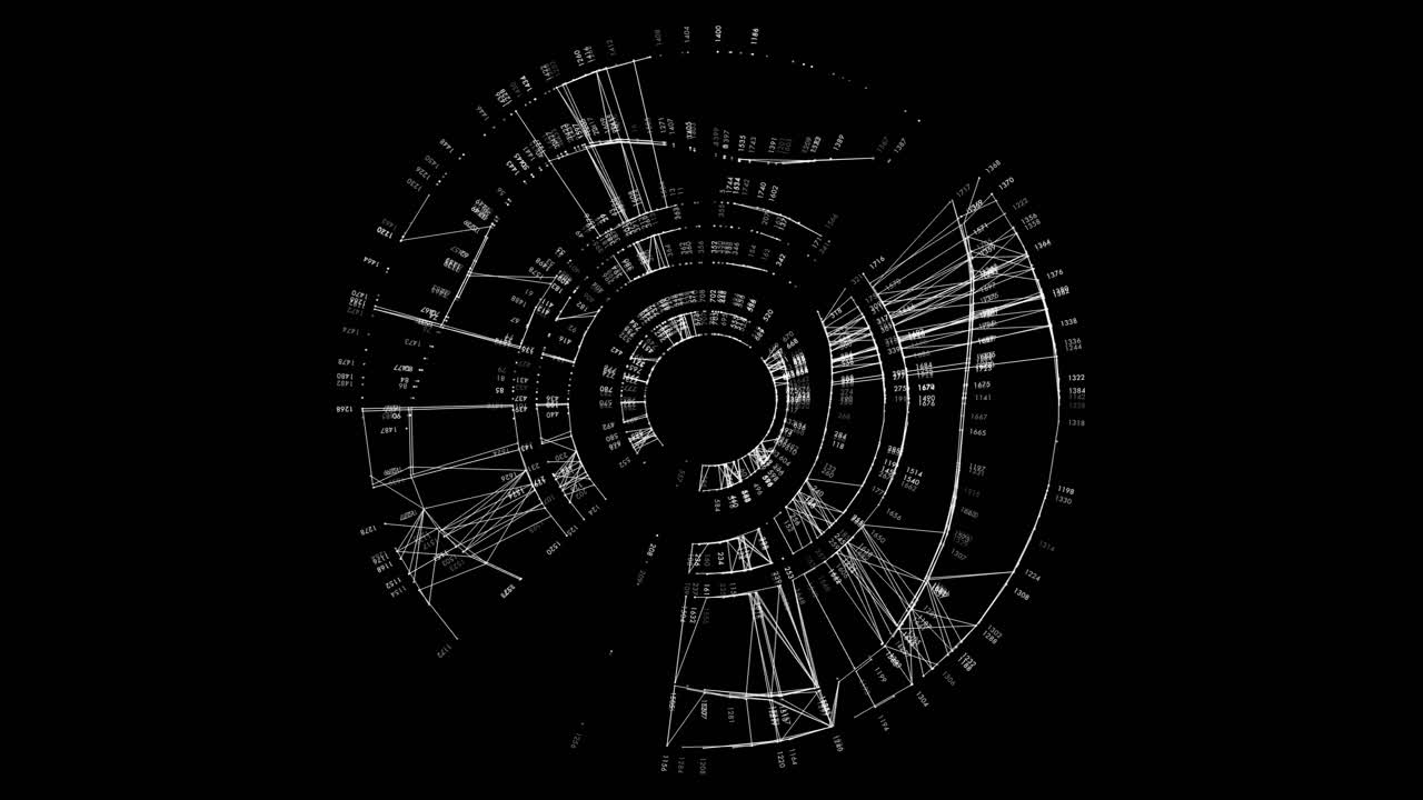 La tecnologia di sorveglianza dello spazio di distorsione analizza i dati in un HUD fantascientifico futuristico