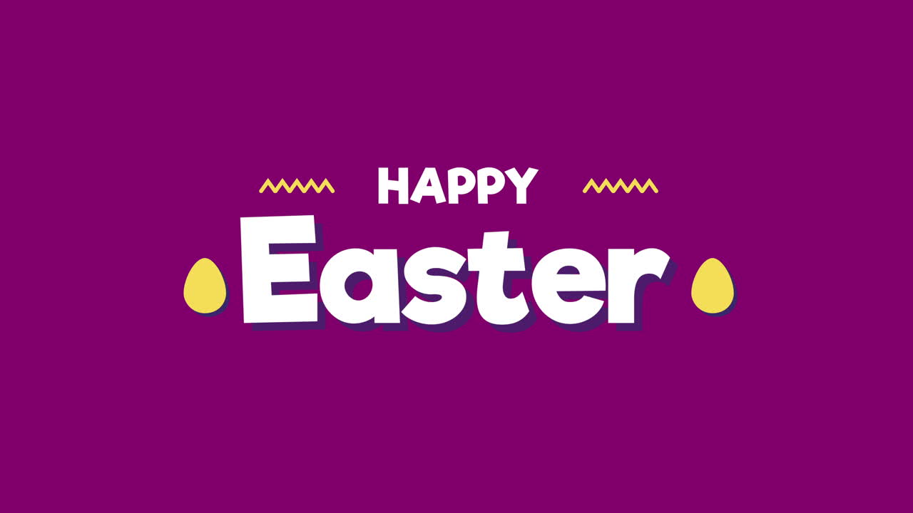 Primo piano animato del testo Buona Pasqua su sfondo viola
