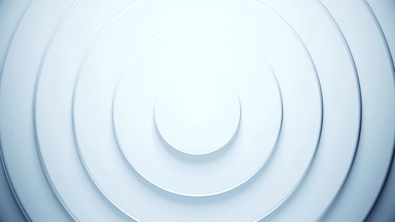 3d render circles rising form the center. Simple geometric pattern with rings motion. Seamless loop.