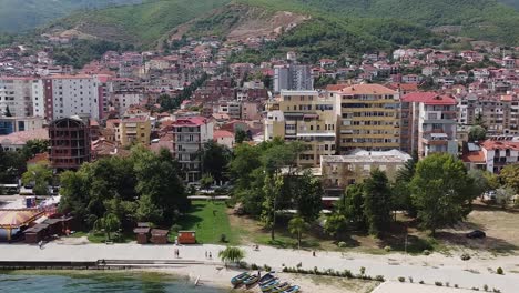 aerial view of a mountainous coastal village in albania