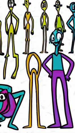 vibrant abstract cartoon characters and doodles