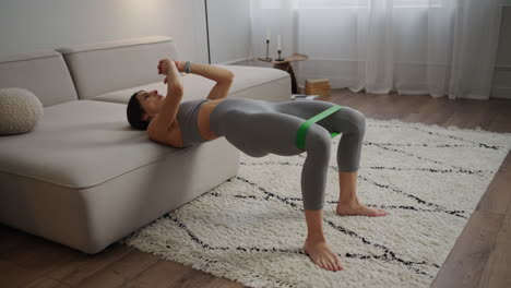 home workout with resistance band