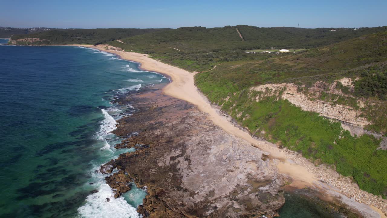 Glenrock Beach With Merewether Lookout In New South Wales, Australia - Aerial Shot