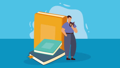 hombre leyendo libros