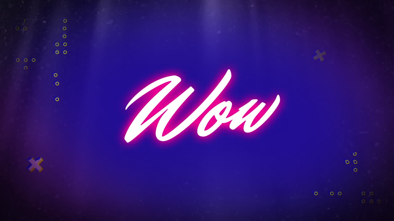 animación de texto wow sobre formas en movimiento sobre fondo azul