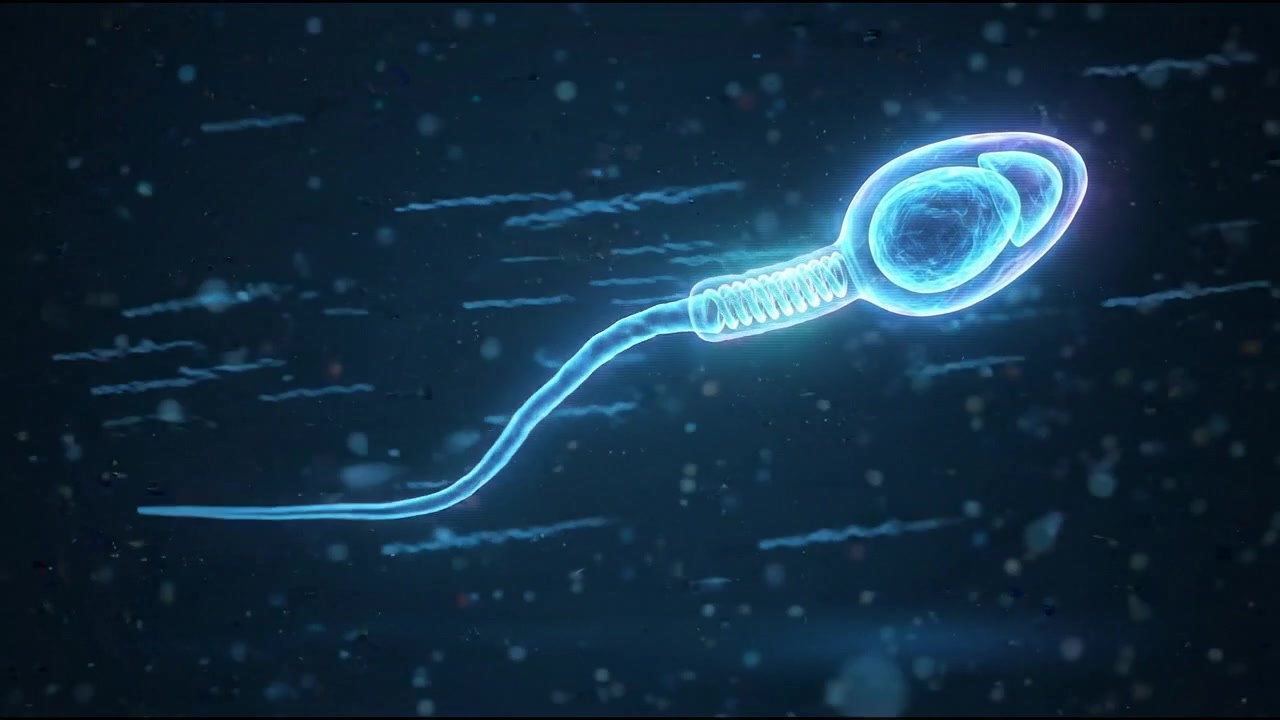 Sperm cell swimming microscopic fertility 3D hologram