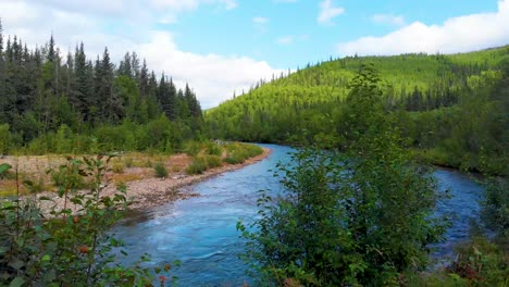 4k drone video of chena river at angel rocks trailhead near chena hot springs resort in fairbanks, alaska