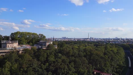 magic aerial top view flight flak tower humboldthain bunker world war 2, berlin mitte summer 2023