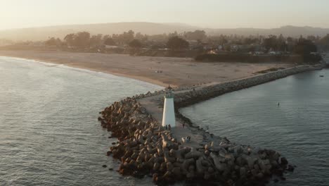 aerial view of walton light house, santa cruz california, highway 1