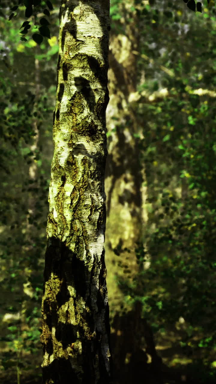 Dense forest with tall trees showcasing natural light and greenery