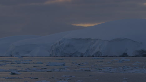 snow island at sunset