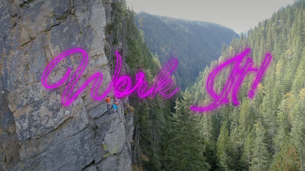 animación de trabajo de texto sobre el paisaje