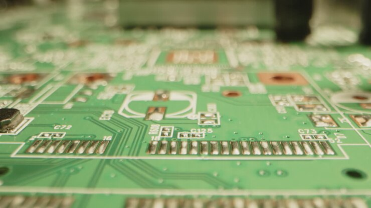 Splendida messa a fuoco di connessioni su un circuito stampato
