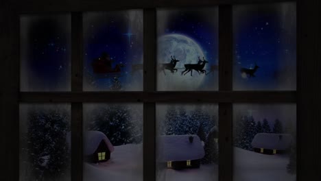 Animation-of-window-view-and-christmas-decoration