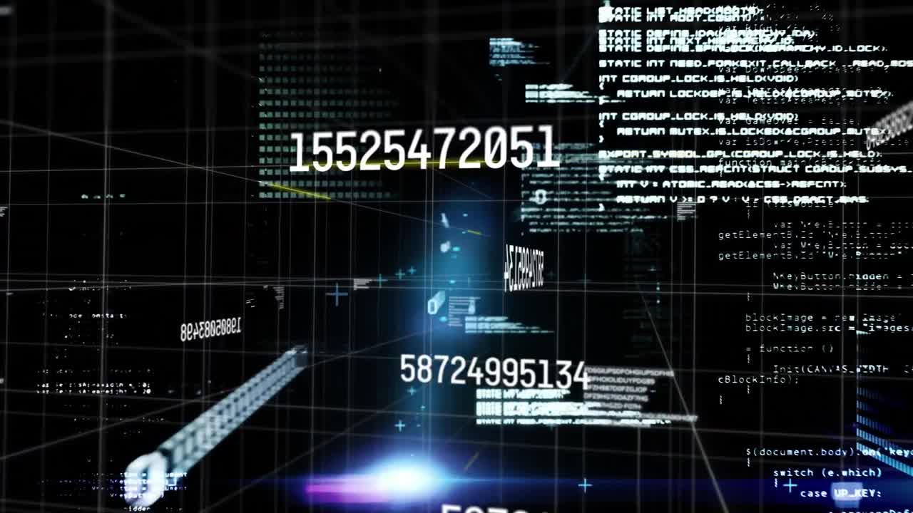Animation of numbers changing data processing over grid
