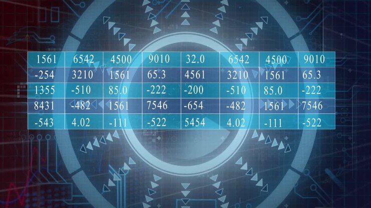 Animation of neon circles heart rate lines and lights moving over grid