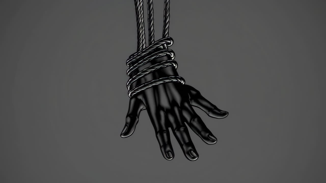Stylized Black Hand Bound by Ropes