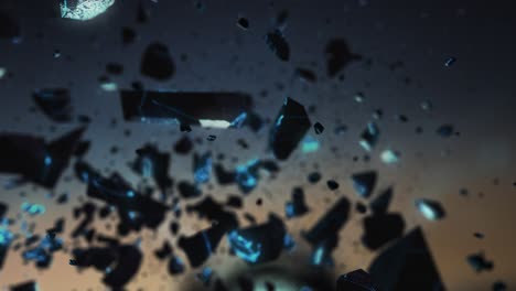 levitating stones with glowing energy codes