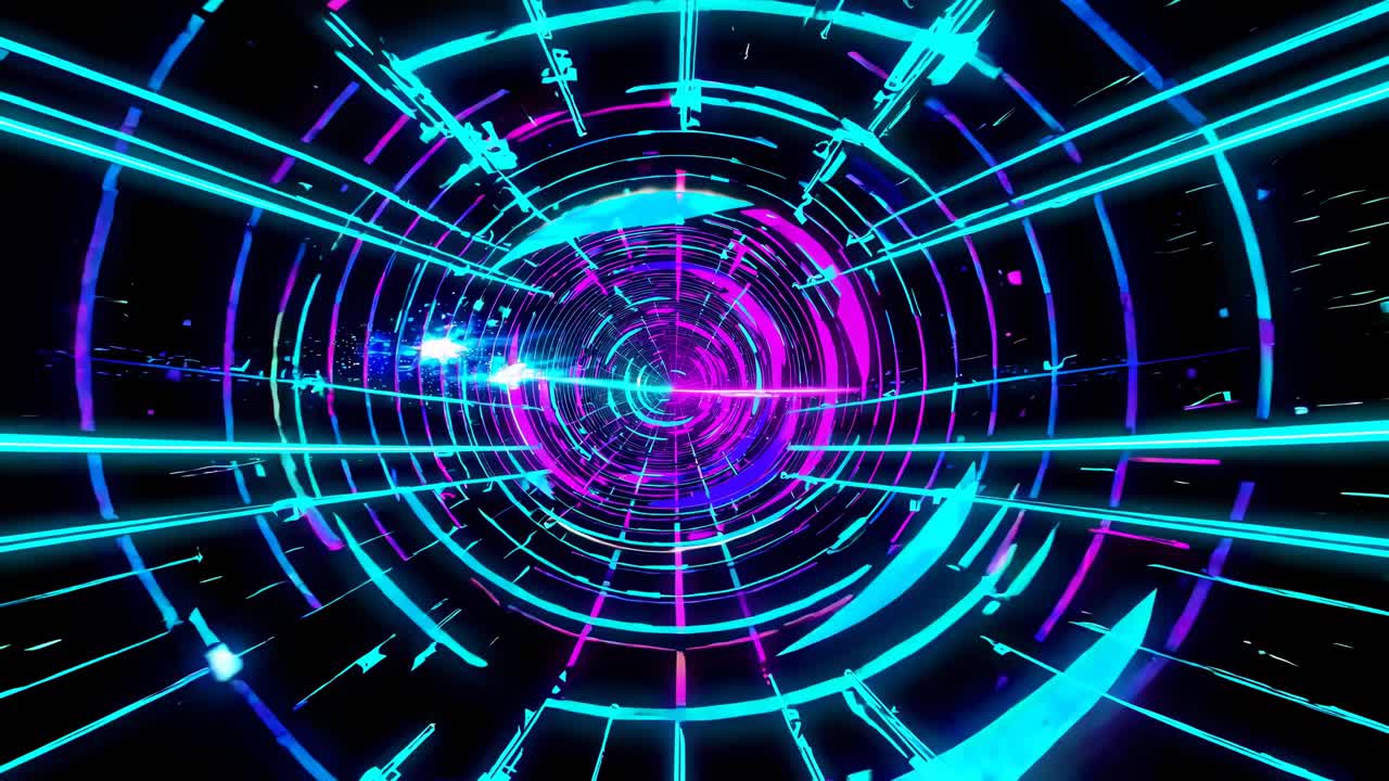 Abstract Neon Cyberpunk Tunnel