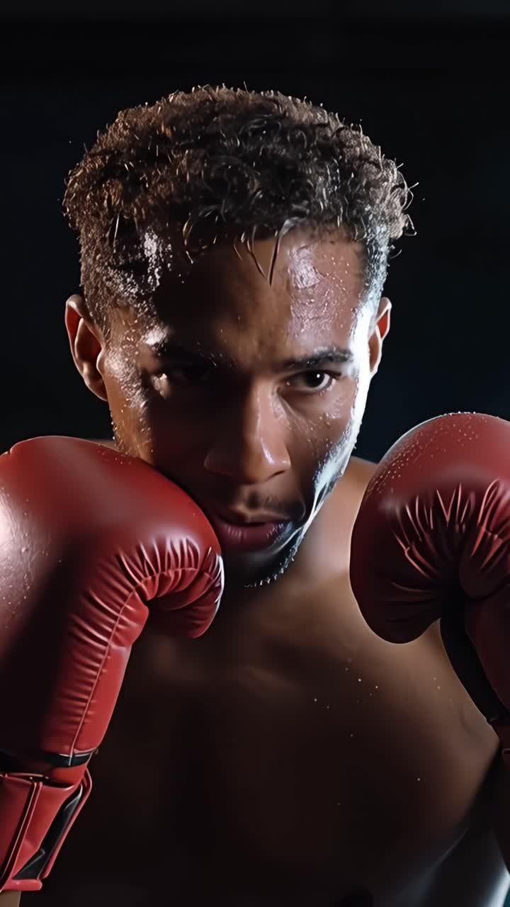 Intense Boxer in Action, Capturing the Essence of Dedication, Strength, and Skill During a Dynamic Training Session in a Gritty, Motivational Environment
