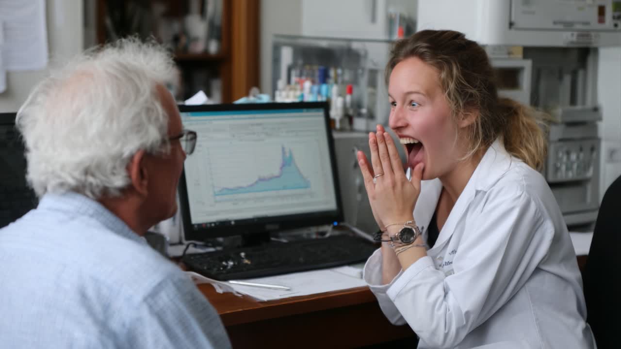 A Moment of Joy: A Doctor Celebrates a Patient's Good News with Excitement and Enthusiasm in the Consultation Room
