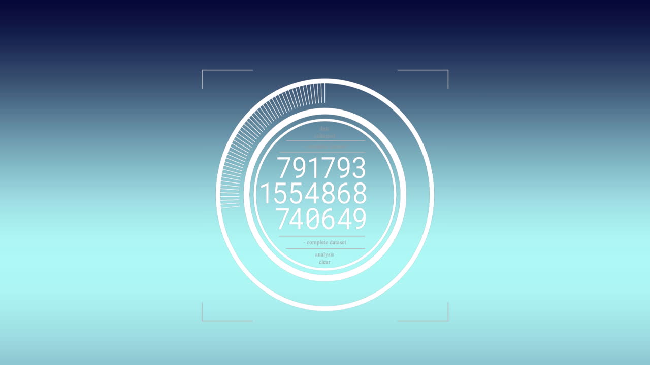 파란색 배경 위의 숫자 데이터 처리의 애니메이션