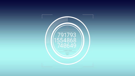 animación de números procesamiento de datos sobre fondo azul