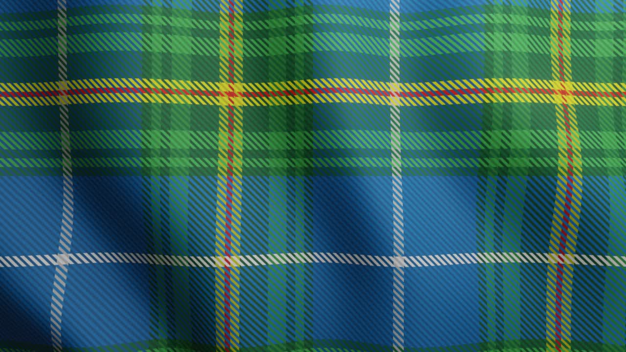 Nova Scotia tartan geometric seamless looped pattern. Canada tartan waving surface motion graphic
