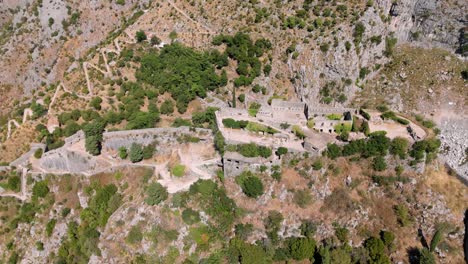 Flying around the medieval St. John l San Giovani Castle Fortress revealing the view on the city landscape and adriatic sea gate