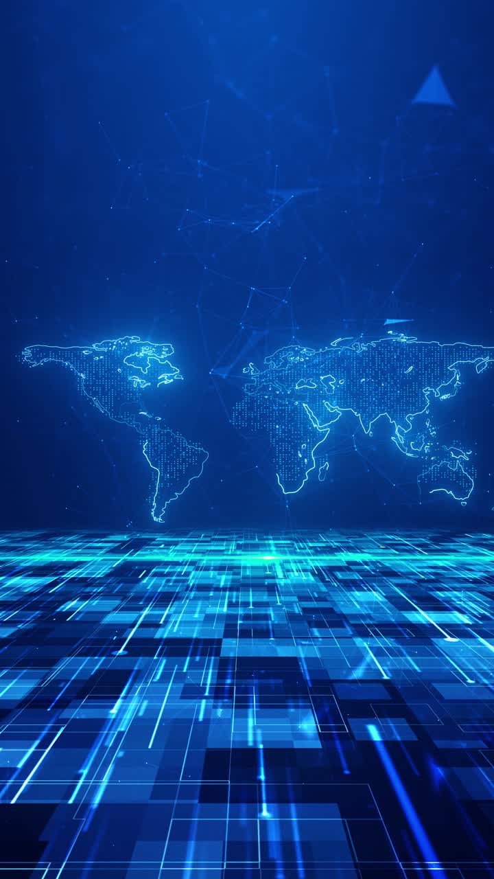 Cyber digital technology concept abstract globe futuristic 3d world map animation digital technology