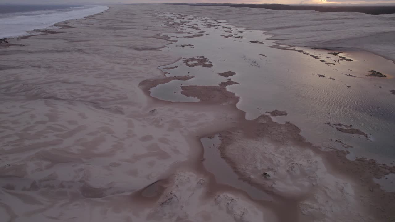 Lagoons In Stockton Sand Dune During Dusk Near Hunter River In New South Wales, Australia