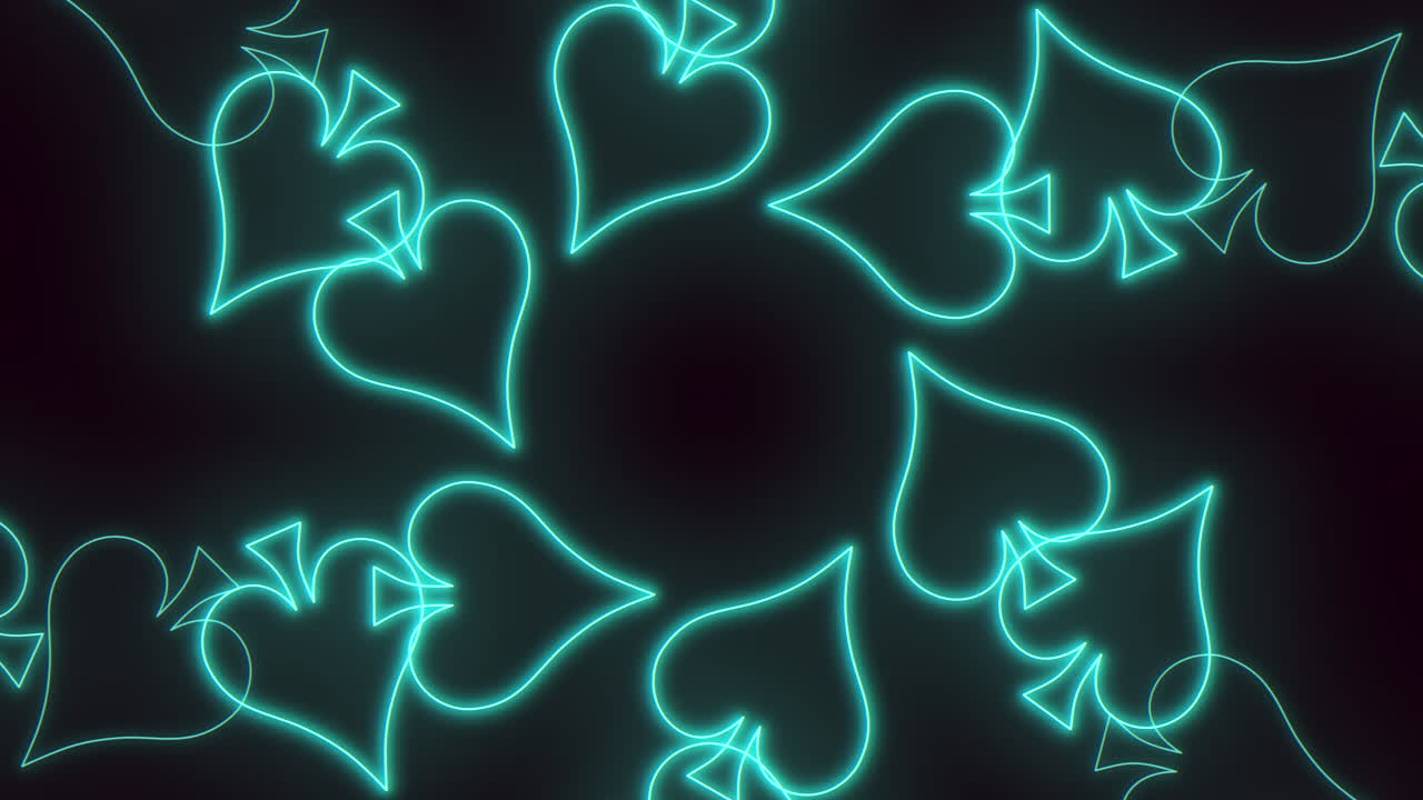 녹색 네온 스페이드 카드 패턴 행