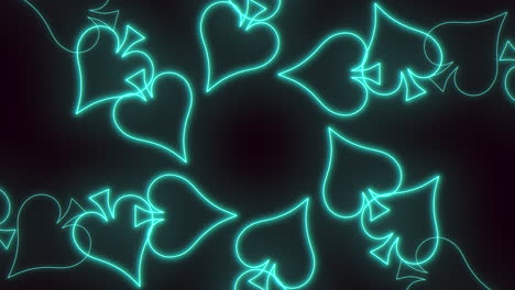 green neon spades card pattern in rows