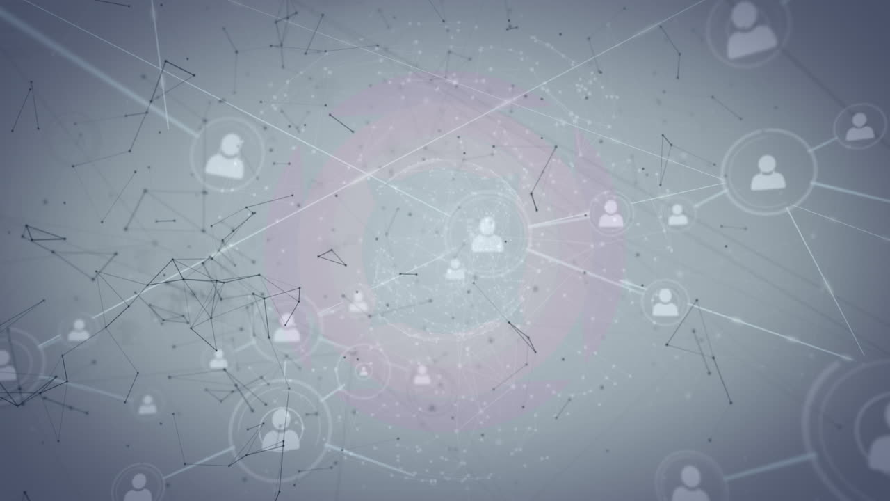 animación de la red de conexiones con iconos sobre formas