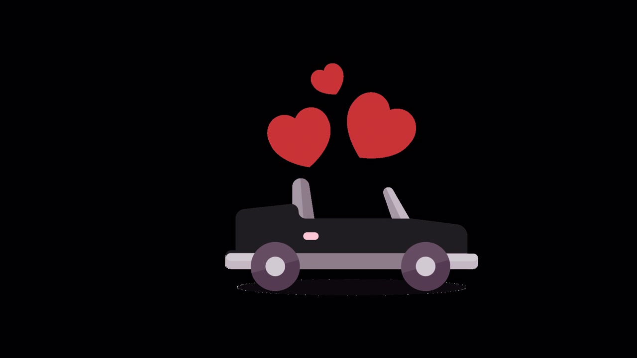 Auto animata con cuori rossi che fluttuano verso l'alto