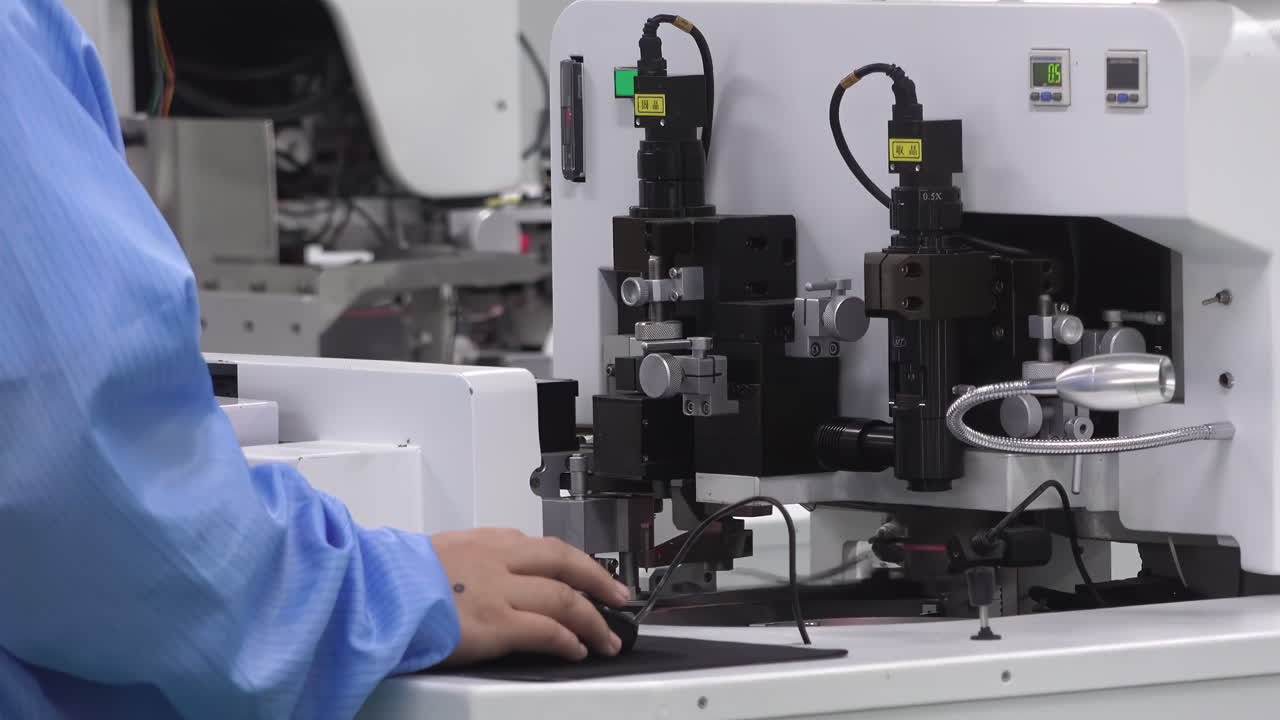 Industrial Female Technician worker in uniform, woman mechanical engineer operating machinery in a manufacturing environment, She carefully adjusts the components to improve precision and efficiency.