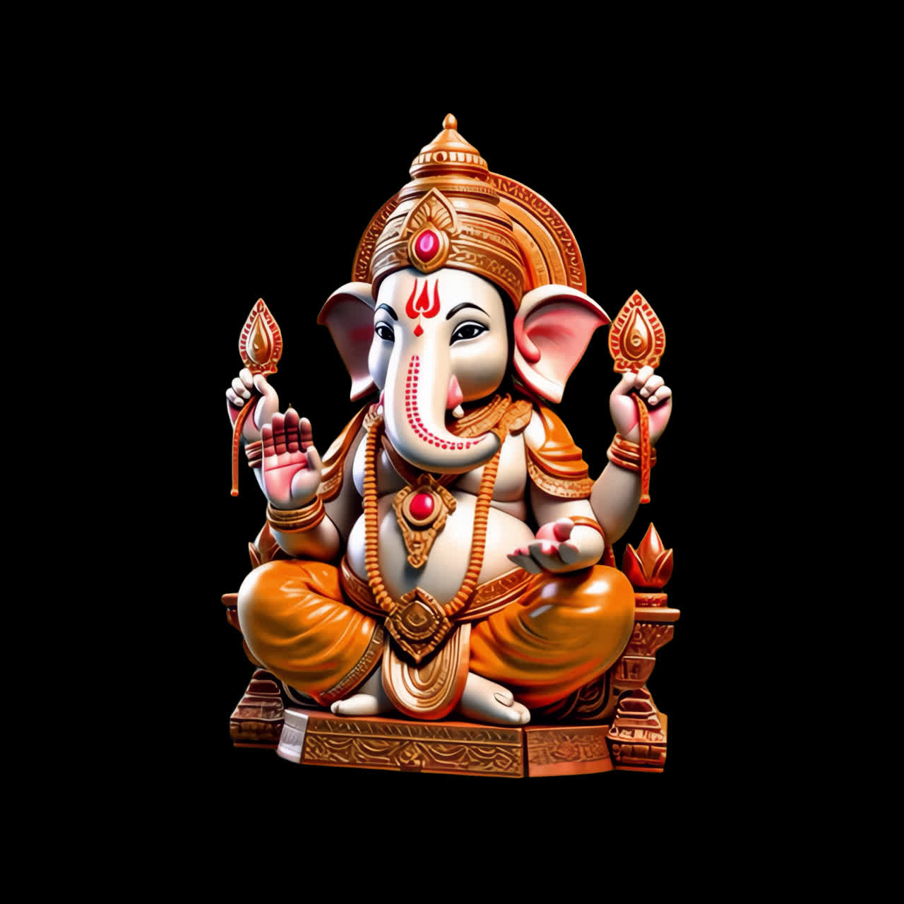 Ganesha hindu deity animation isolated asset, transparent 4K video, alpha channel, ProRes 4444