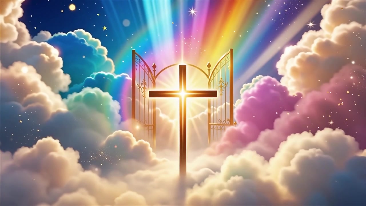 Christian Cross Heavenly Light Worship Background