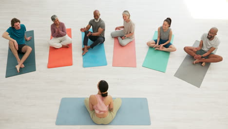 health, clapping or people in class for yoga