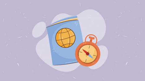 passport document with compass animation