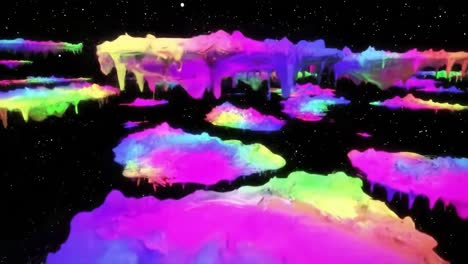 floating, dripping, colorful islands in space