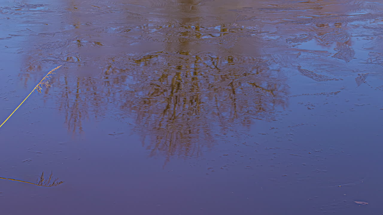 el agua se congela en el lago.