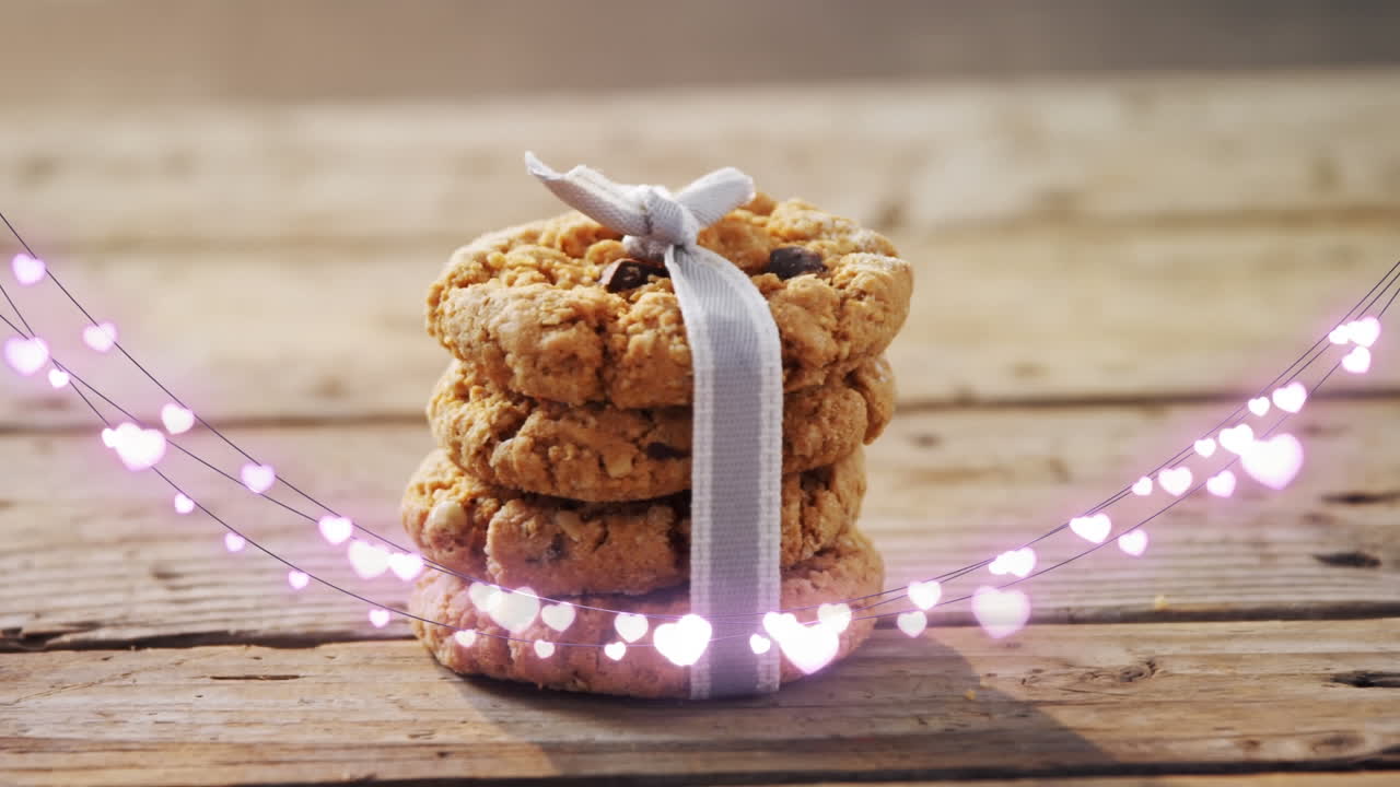 animación de luces de hadas sobre galletas y decoraciones navideñas