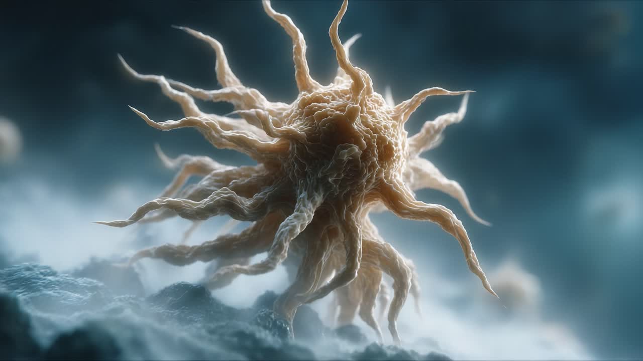 A Stunning Representation of Microbial Life: Exploring the Complex Structure and Intricacies of a Unique Microorganism in a Dynamic Environment