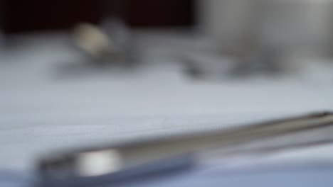 setting a table, close-up of placing silverware on the table.